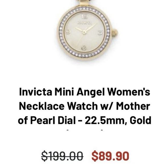 Invicta Mini 22.5mm Angel Women’s Watch Necklace Mother Of Pearl Dial $199 MSRP - Picture 9 of 14